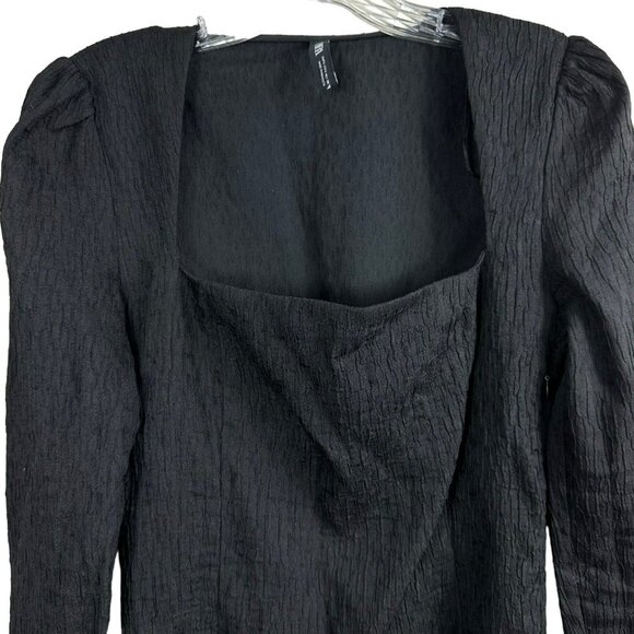Zara Black Textured Bodysuit Top Square NecK Soft Small Size Large - Picture 5 of 15